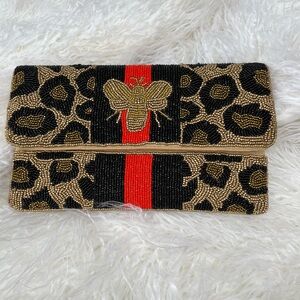COPY - Gold beaded Bee clutch